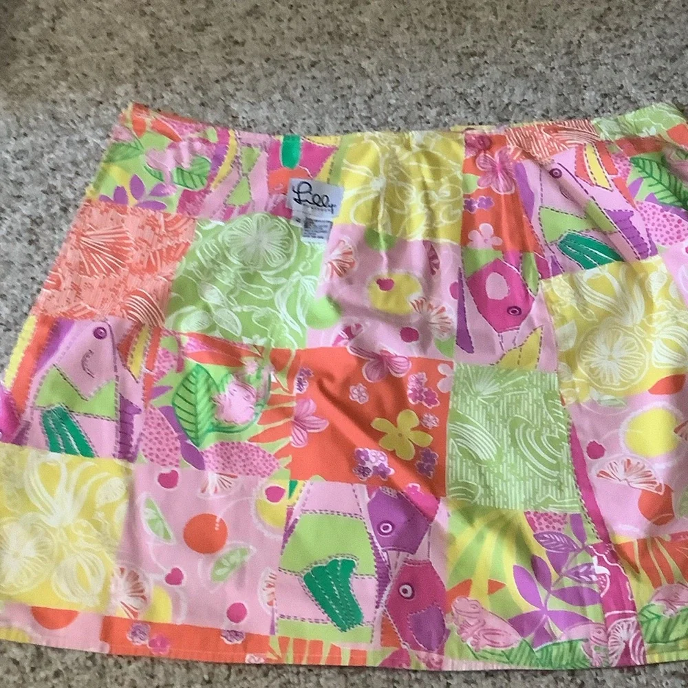 Vintage Lilly Pulitzer Reversible‎ Patchwork wrap Skirt 4 Preppy Resort Rare
